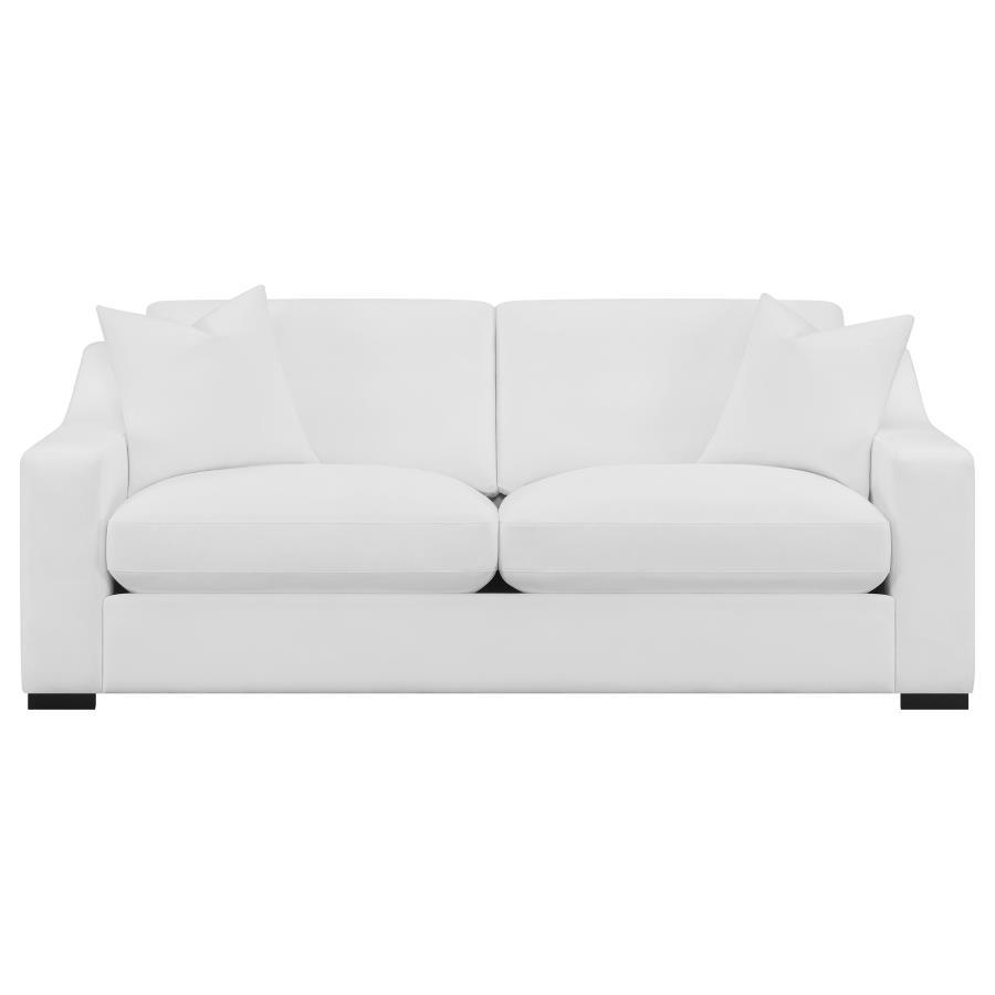 Ashlyn - 2 Piece Upholstered Sloped Arm Sofa Set - White Stationary Sofa & Loveseat modern furniture Contempo Furniture