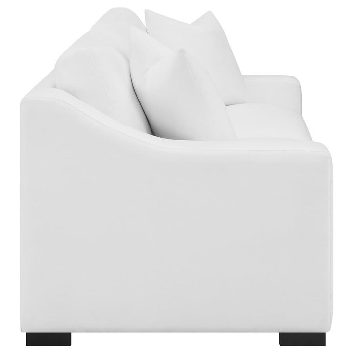 Ashlyn - 2 Piece Upholstered Sloped Arm Sofa Set - White Stationary Sofa &amp; Loveseat modern furniture Contempo Furniture