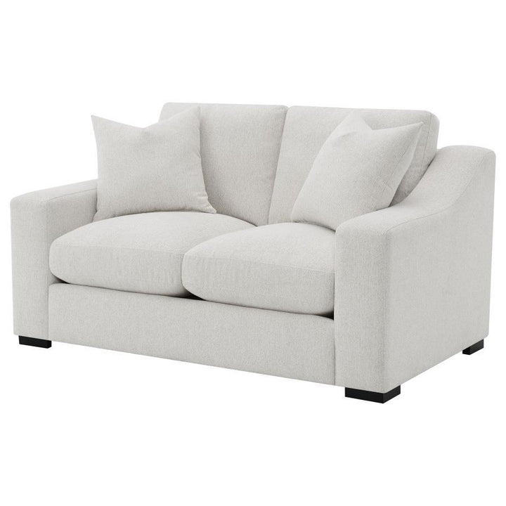 Ashlyn - Fabric Upholstered Track Arm Loveseat - Sand Stationary Loveseat modern furniture Contempo Furniture