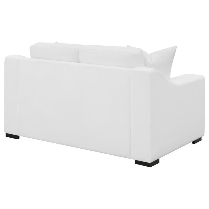 Ashlyn - Upholstered Sloped Arm Loveseat - White Stationary Loveseat modern furniture Contempo Furniture
