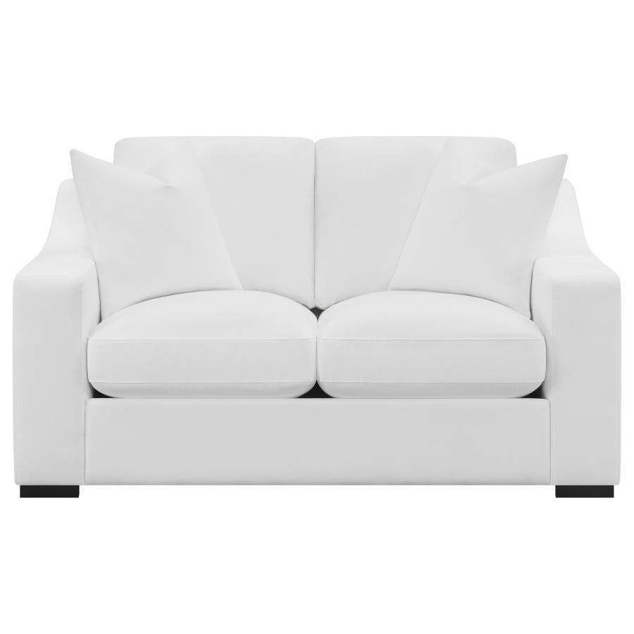 Ashlyn - Upholstered Sloped Arm Loveseat - White Stationary Loveseat modern furniture Contempo Furniture