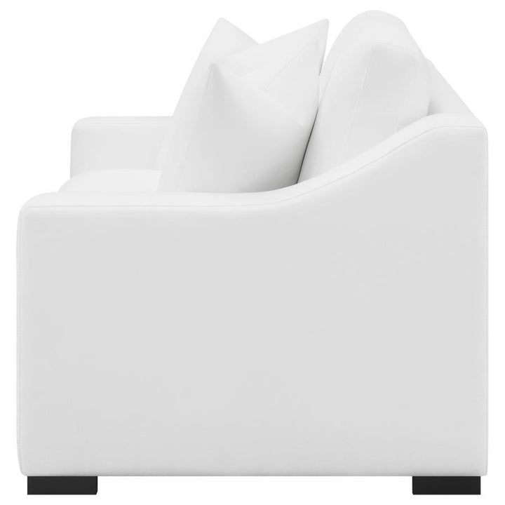 Ashlyn - Upholstered Sloped Arm Loveseat - White Stationary Loveseat modern furniture Contempo Furniture