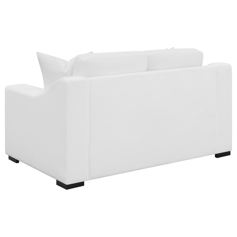 Ashlyn - Upholstered Sloped Arm Loveseat - White Stationary Loveseat modern furniture Contempo Furniture