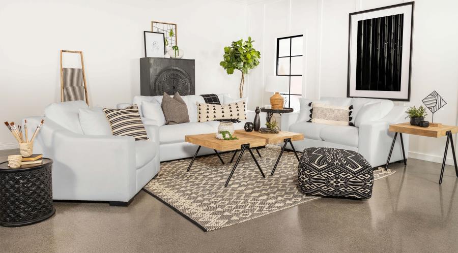Ashlyn - Upholstered Sloped Arm Loveseat - White Stationary Loveseat modern furniture Contempo Furniture