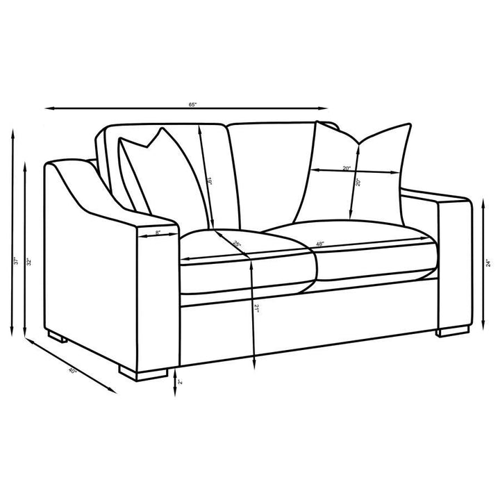 Ashlyn - Upholstered Sloped Arm Loveseat - White Stationary Loveseat modern furniture Contempo Furniture