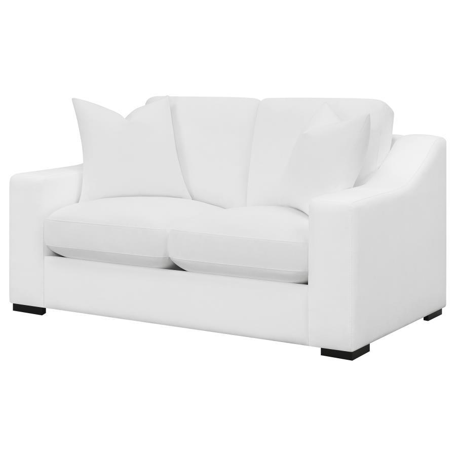 Ashlyn - Upholstered Sloped Arm Loveseat - White Stationary Loveseat modern furniture Contempo Furniture