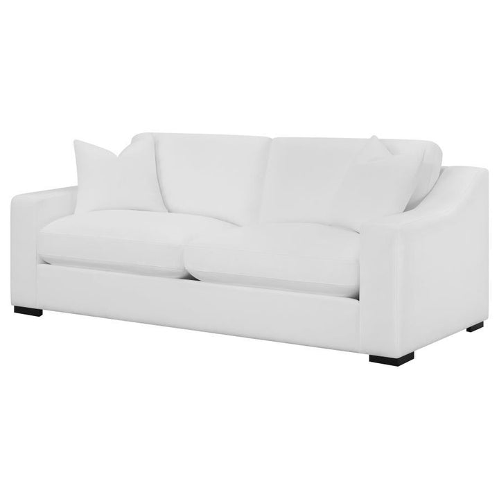 Ashlyn - Upholstered Sloped Arm Sofa - White Stationary Sofa modern furniture Contempo Furniture