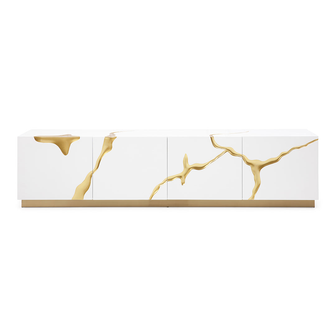 Aspen Modern White & Gold TV Stand