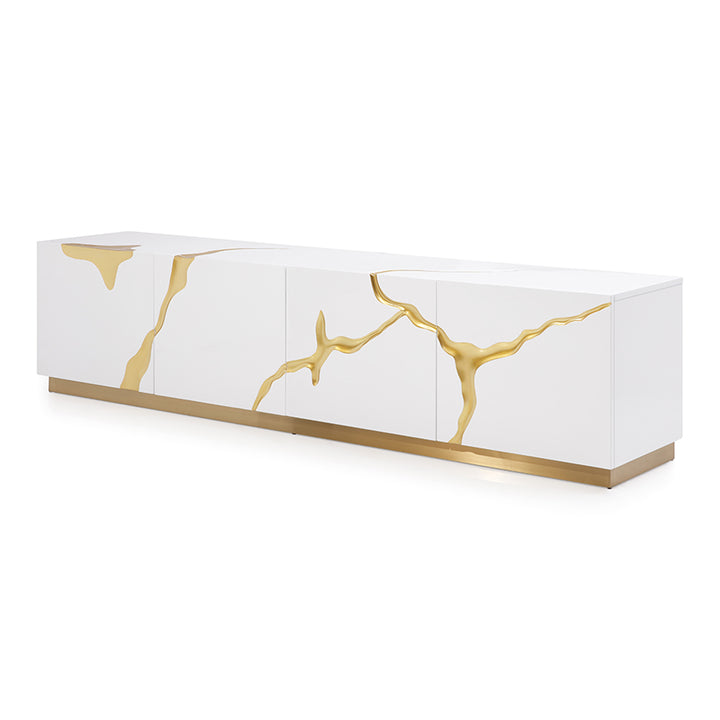 Aspen Modern White &amp; Gold TV Stand