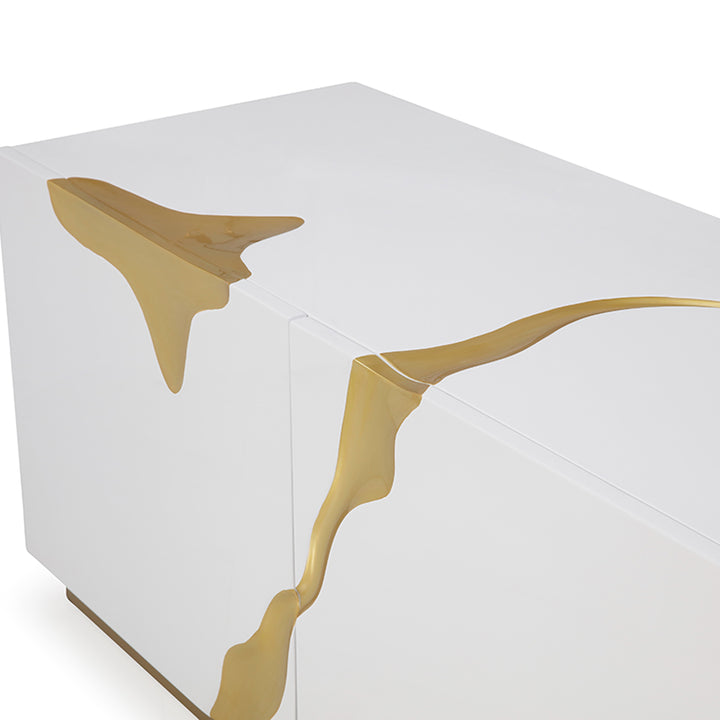 Aspen Modern White &amp; Gold TV Stand