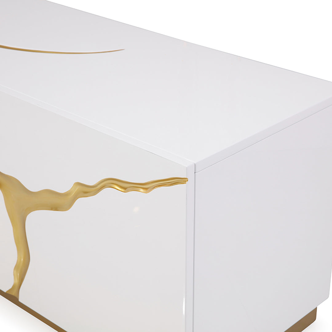 Aspen Modern White & Gold TV Stand