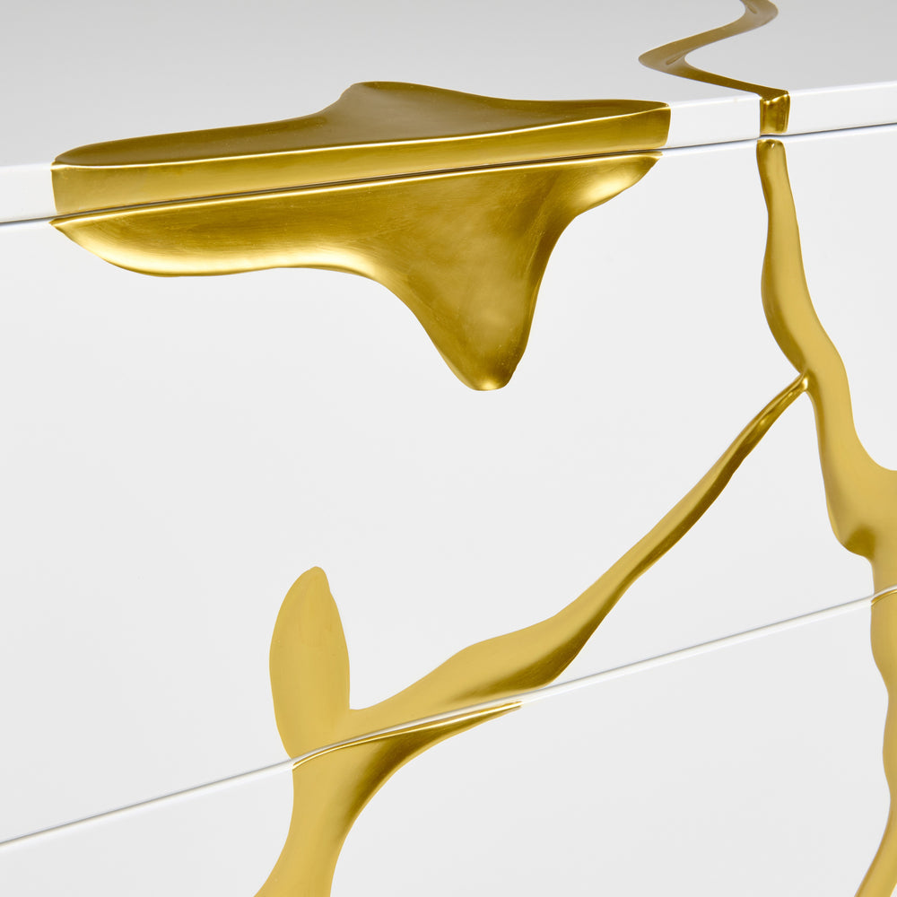 Aspen Modern Wide White and Gold Nightstand - View 6