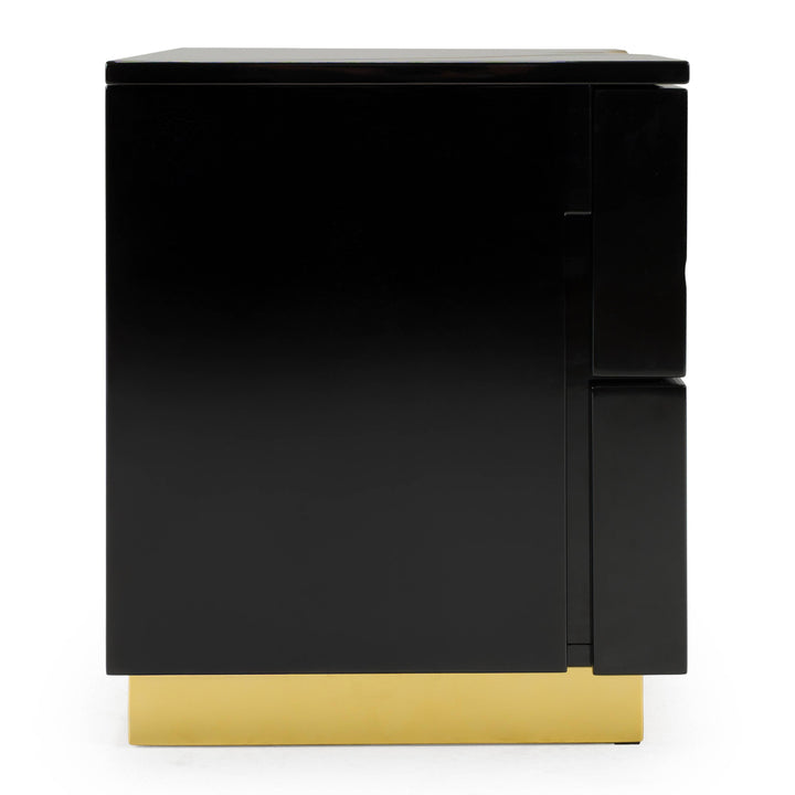 Aspen  Modern Wide Black and Gold Nightstand