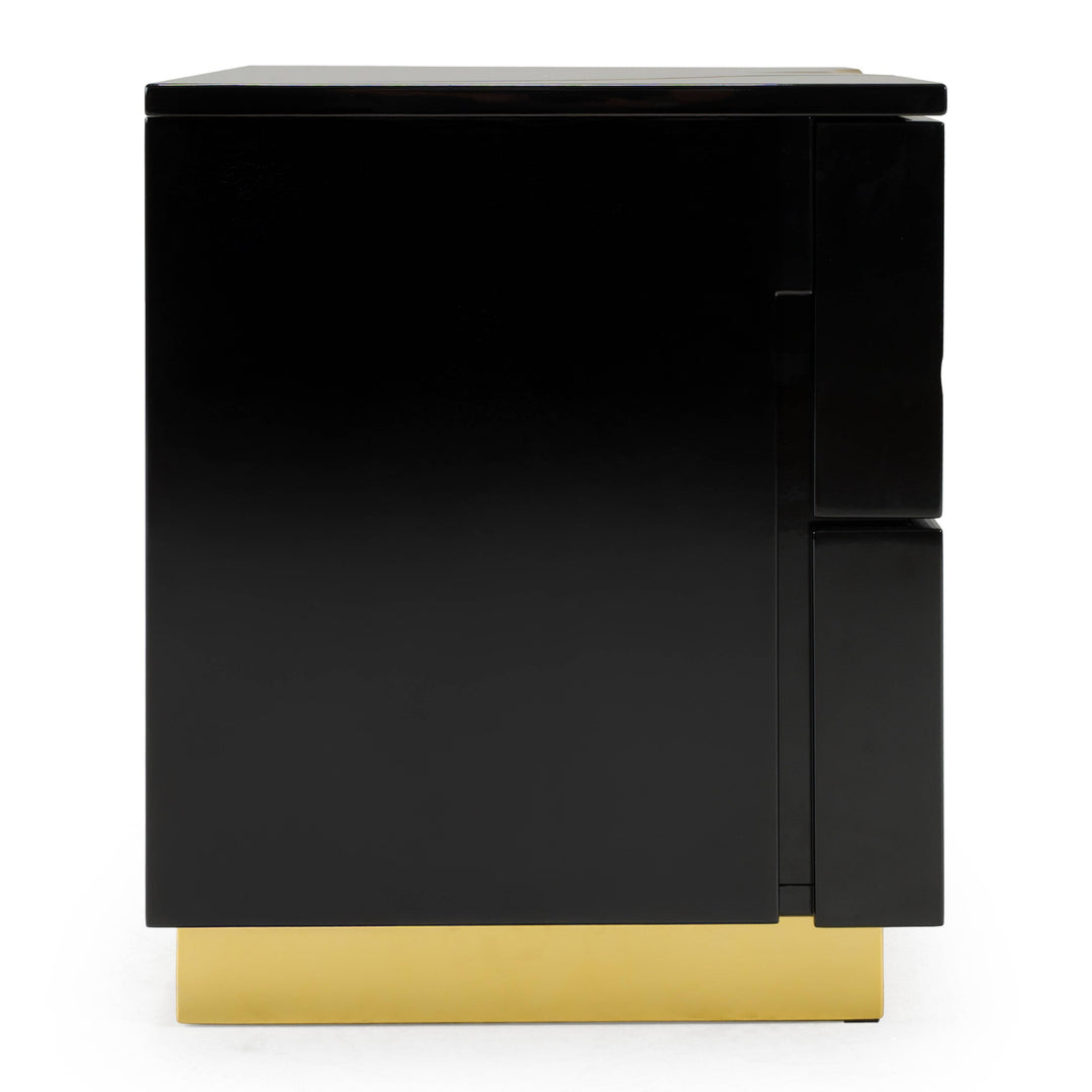 Aspen - Modern Wide Black and Gold Nightstand