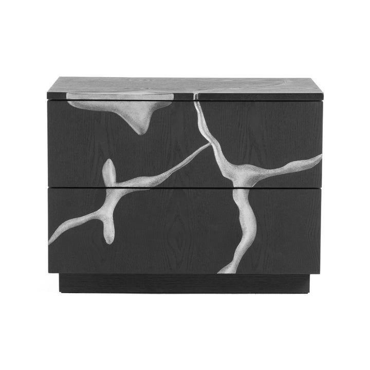 Aspen - Modern Matte Brown Ash &amp; Silver Nightstand
