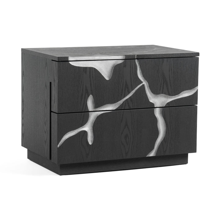 Aspen  Modern Matte Brown Ash & Silver Nightstand