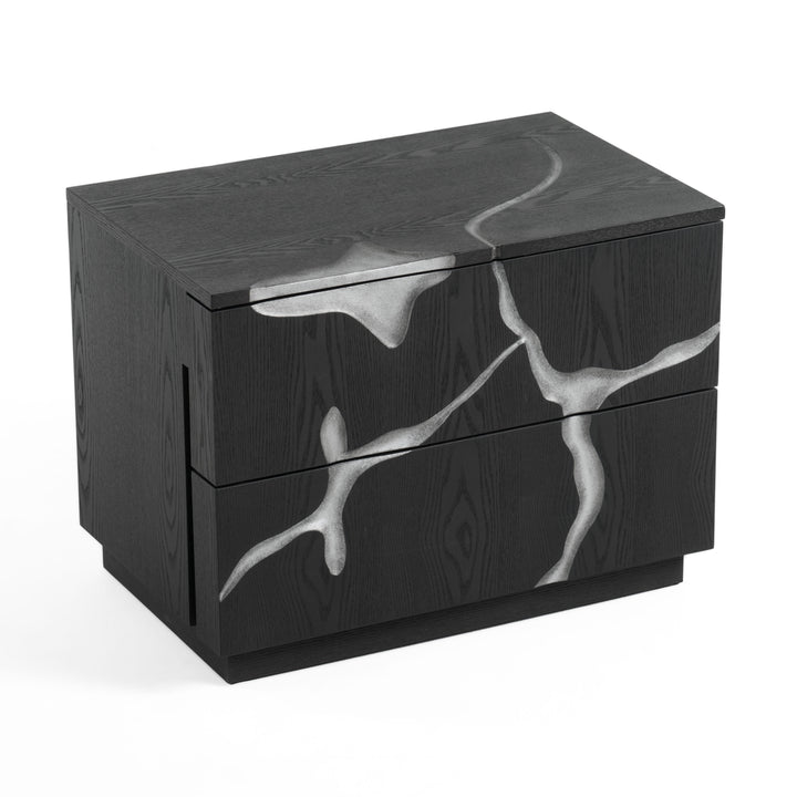 Aspen - Modern Matte Brown Ash &amp; Silver Nightstand