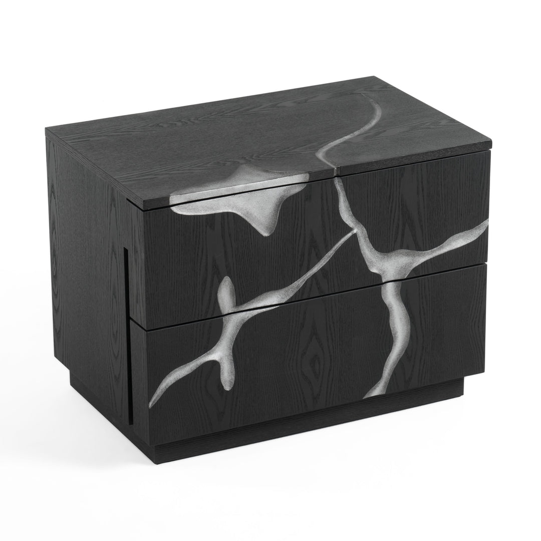 Aspen - Modern Matte Brown Ash & Silver Nightstand