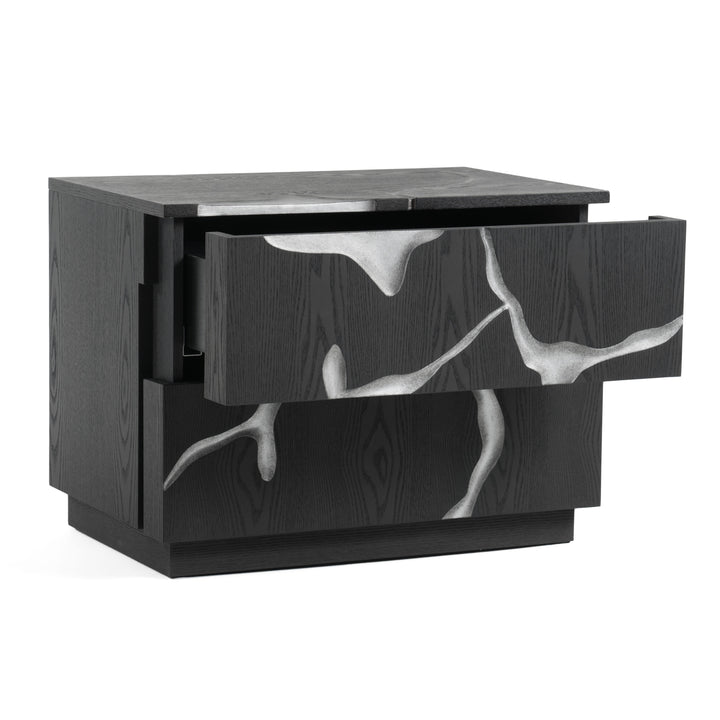 Aspen - Modern Matte Brown Ash &amp; Silver Nightstand