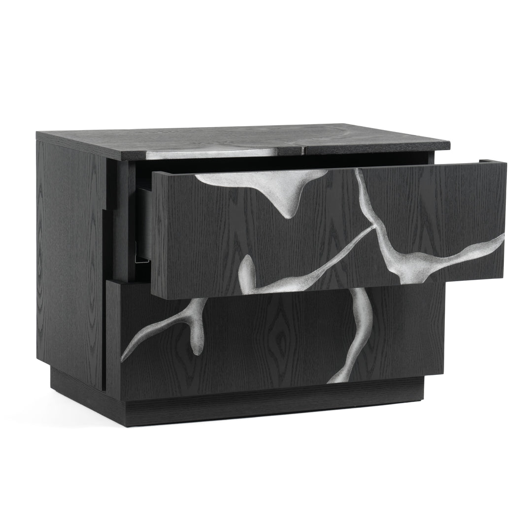 Aspen - Modern Matte Brown Ash & Silver Nightstand