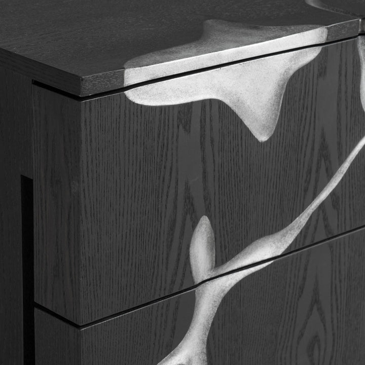 Aspen  Modern Matte Brown Ash & Silver Nightstand