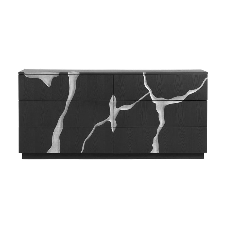 Aspen - Modern Matte Brown Ash &amp; Silver Dresser