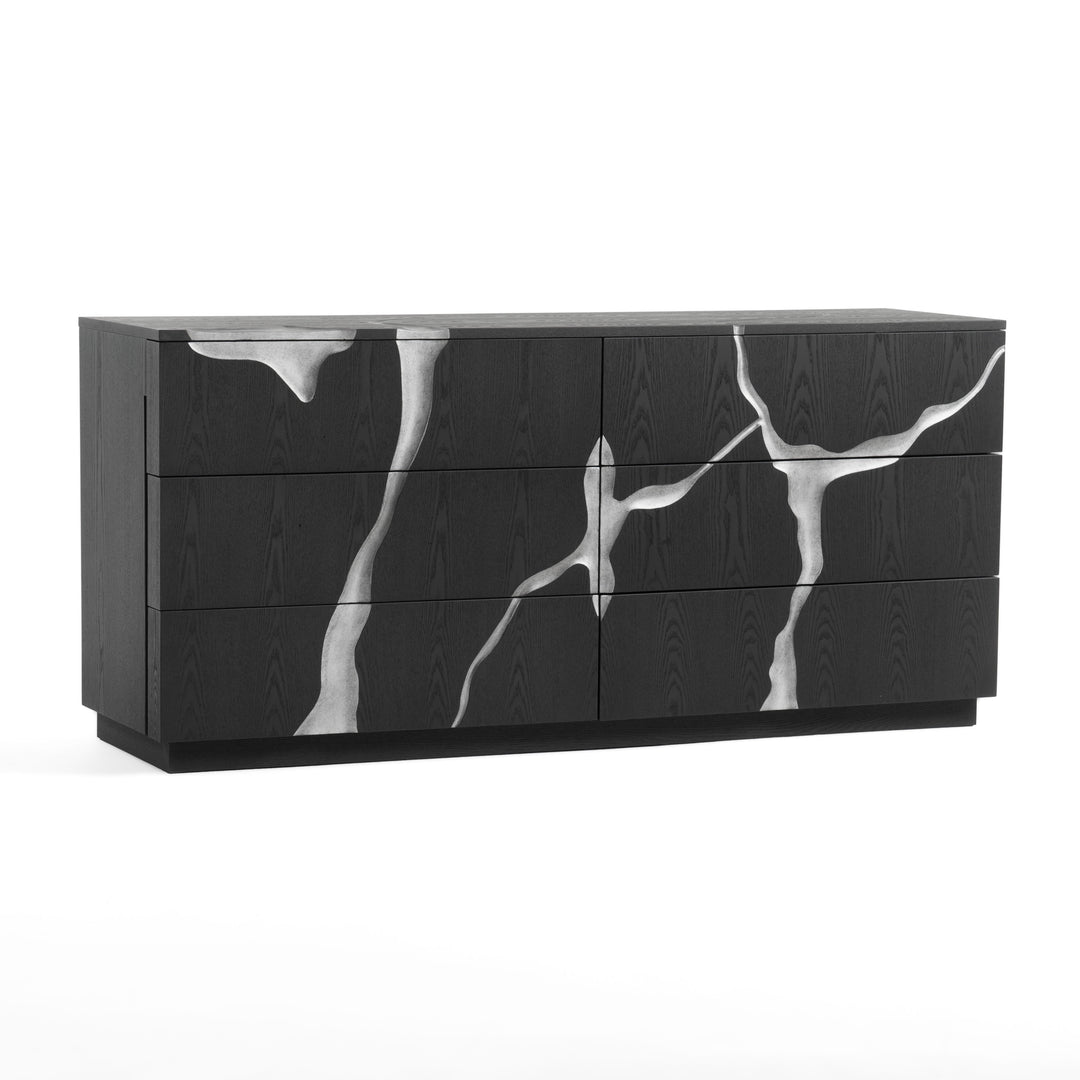 Aspen - Modern Matte Brown Ash & Silver Dresser