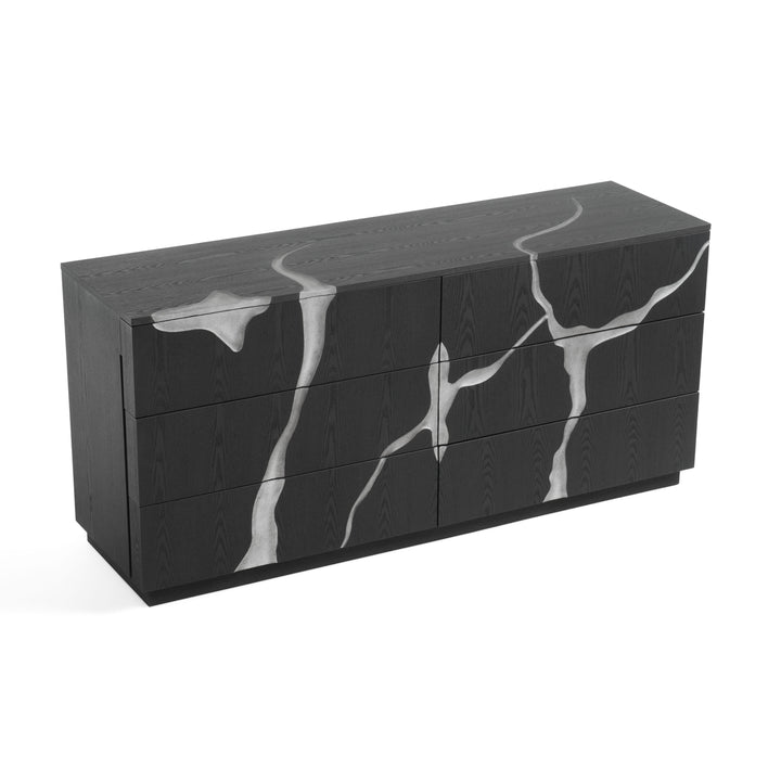 Aspen - Modern Matte Brown Ash &amp; Silver Dresser