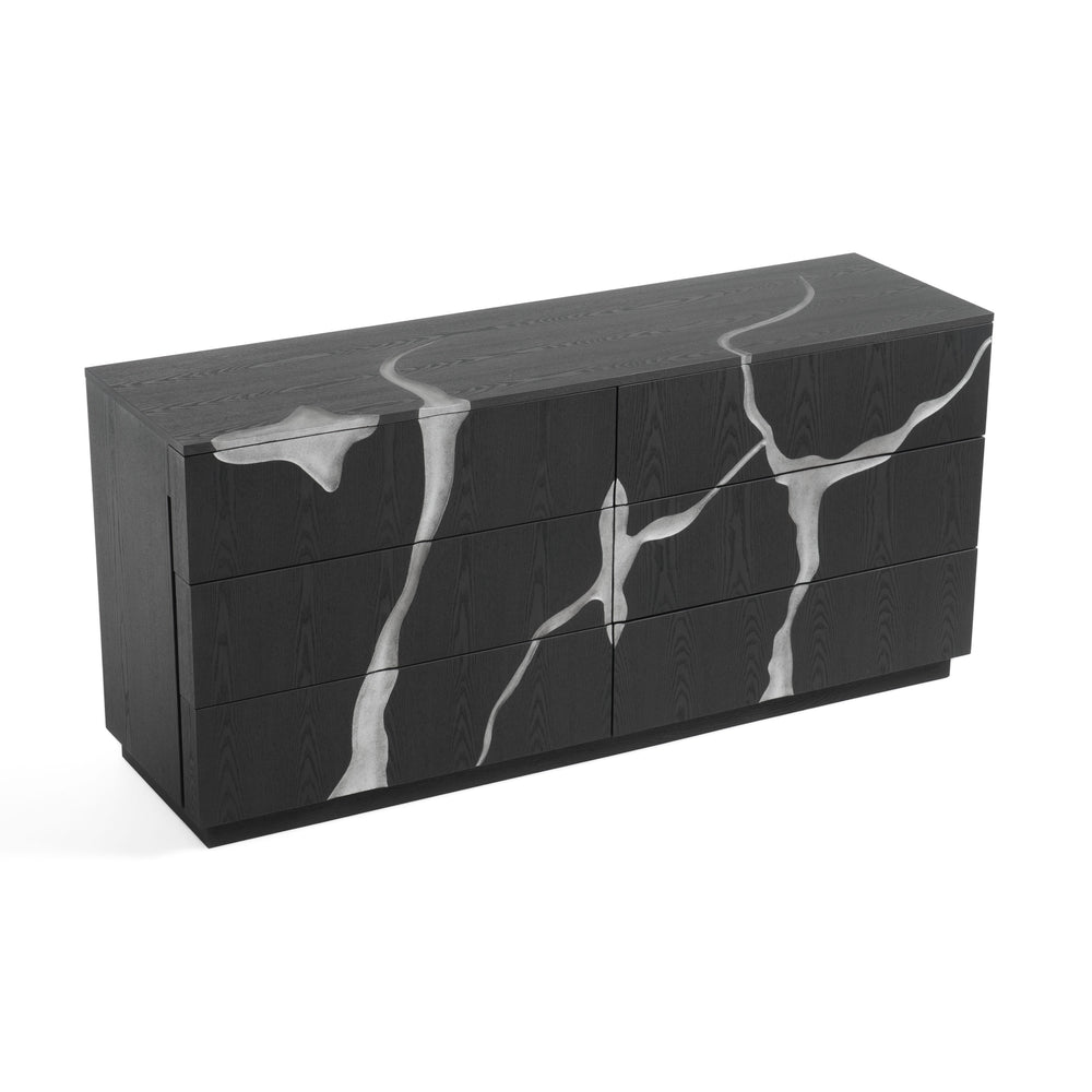 Aspen - Modern Matte Brown Ash & Silver Dresser - View 3