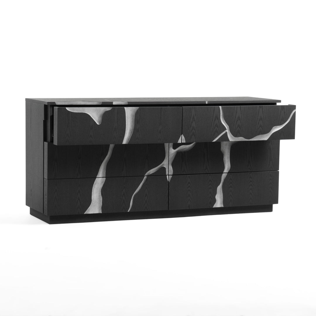 Aspen - Modern Matte Brown Ash & Silver Dresser