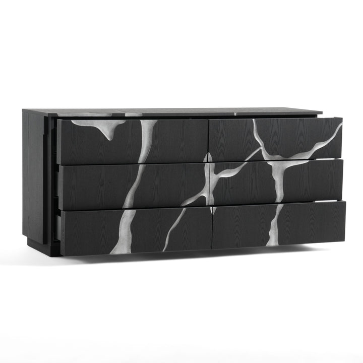 Aspen - Modern Matte Brown Ash &amp; Silver Dresser