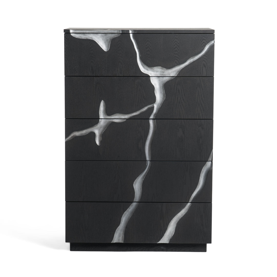 Aspen - Modern Matte Brown Ash & Silver Chest