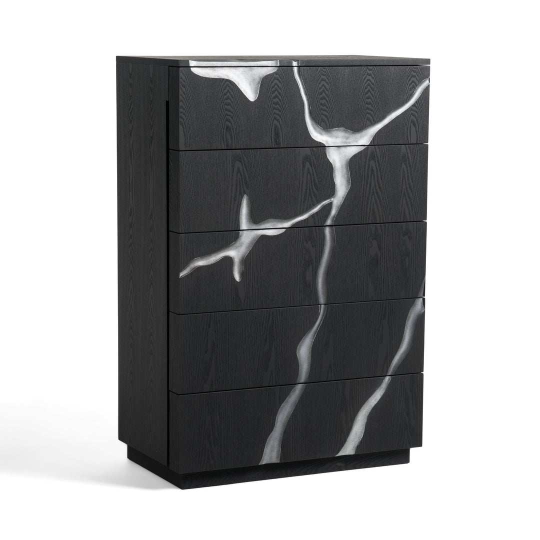 Aspen - Modern Matte Brown Ash & Silver Chest