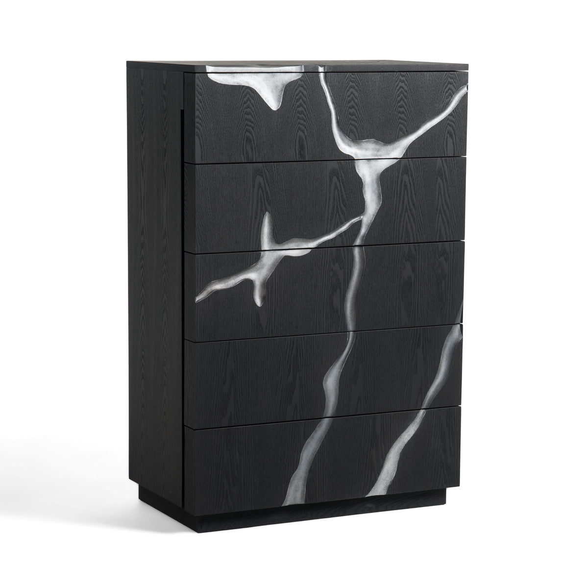 Aspen - Modern Matte Brown Ash & Silver Chest - View 2