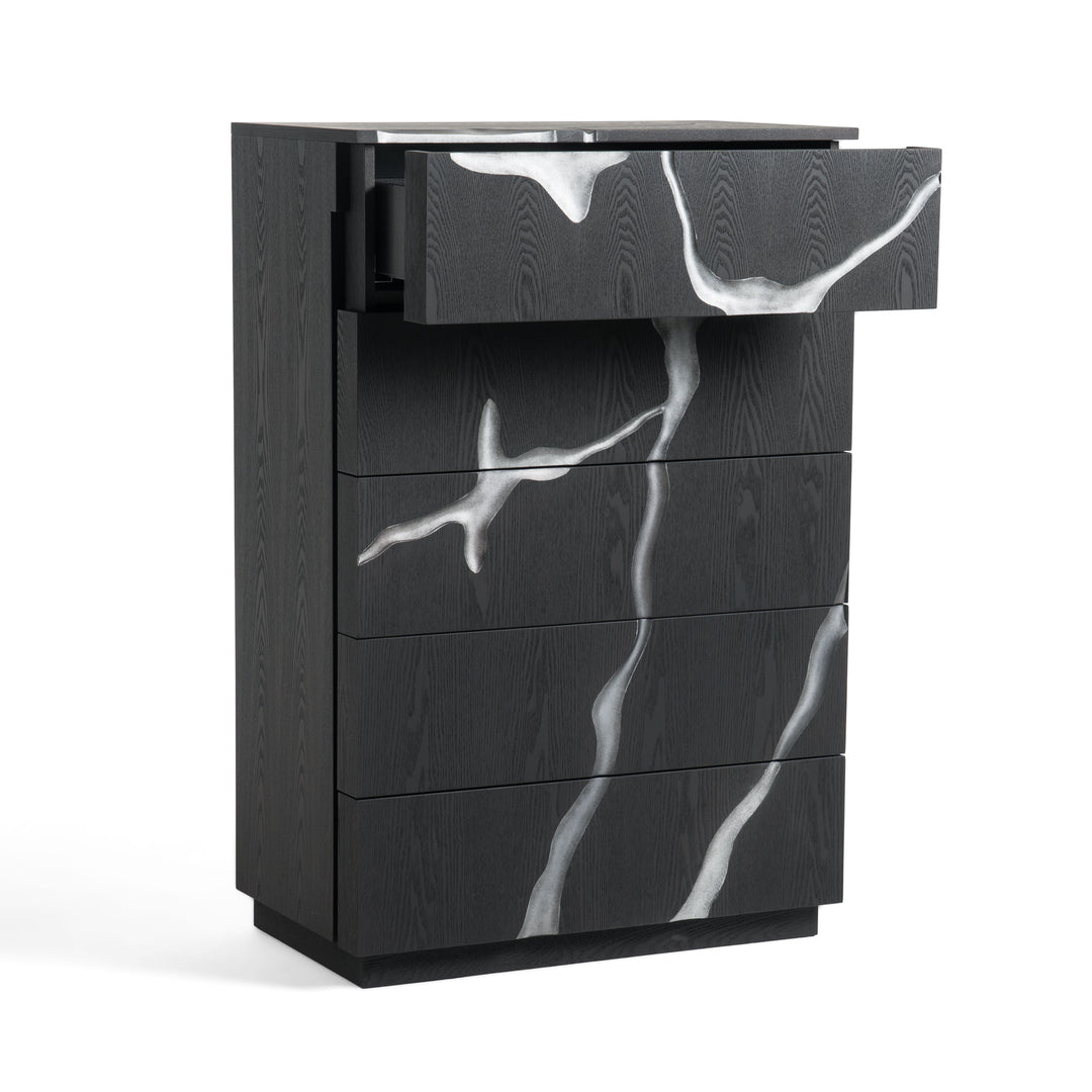 Aspen - Modern Matte Brown Ash & Silver Chest