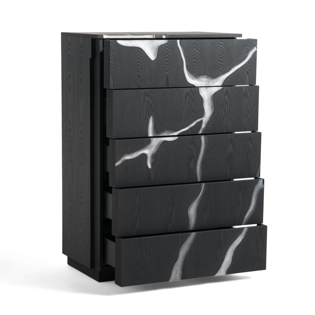 Aspen - Modern Matte Brown Ash & Silver Chest