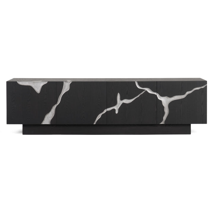 Aspen - Modern Matte Brown Ash &amp; Silver TV Stand
