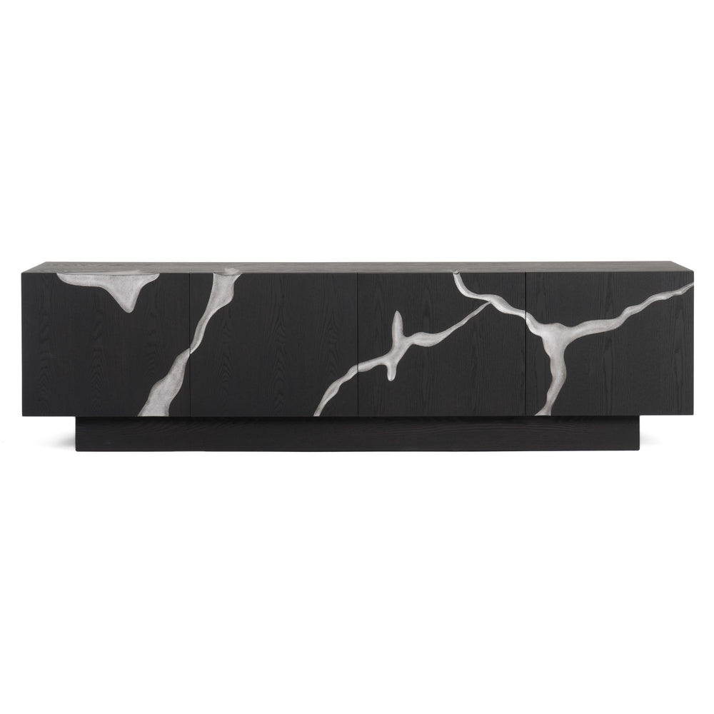 Aspen - Modern Matte Brown Ash & Silver TV Stand