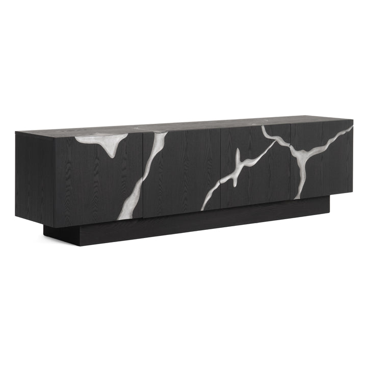 Aspen - Modern Matte Brown Ash &amp; Silver TV Stand
