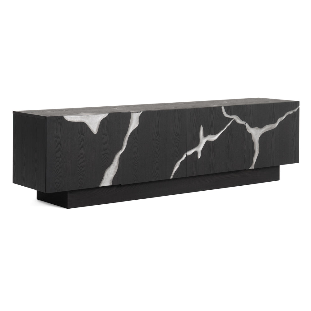 Aspen - Modern Matte Brown Ash & Silver TV Stand
