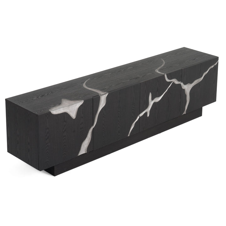 Aspen - Modern Matte Brown Ash &amp; Silver TV Stand