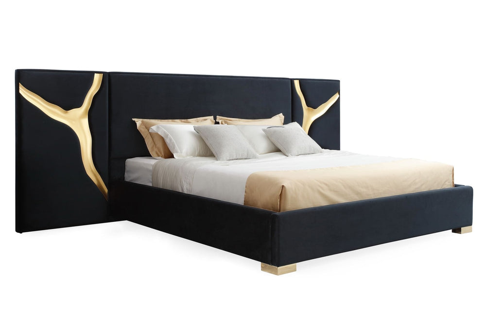 Aspen - Modern Black + Gold 4-Piece Bedroom Set - View 4