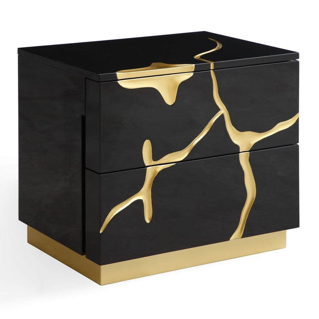 Aspen - Modern Black + Gold 4-Piece Bedroom Set