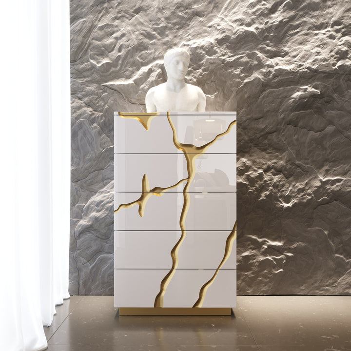Aspen Modern White & Gold Chest