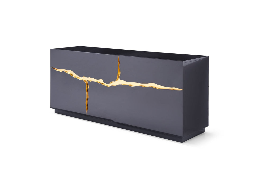 Aspen - Modern High Gloss Black  and  Gold Buffet