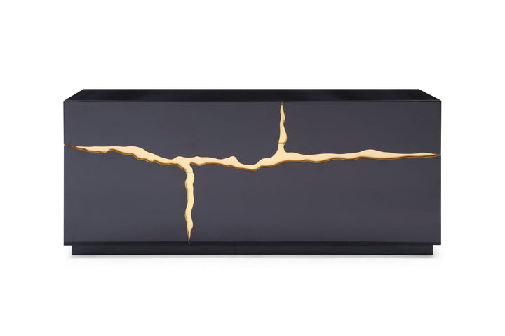 Aspen - Modern High Gloss Black  and  Gold Buffet