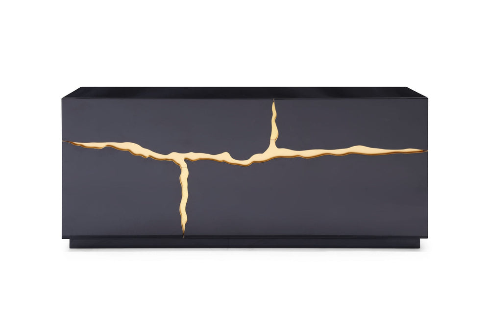 Aspen - Modern High Gloss Black & Gold Buffet - View 4