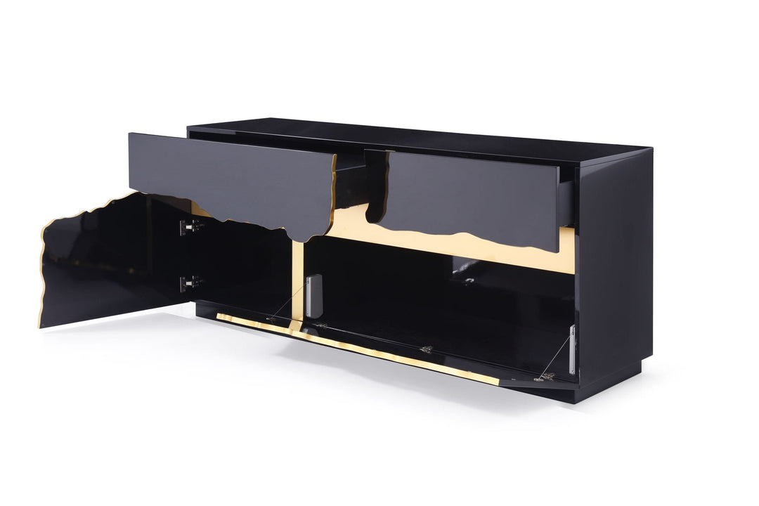Aspen - Modern High Gloss Black  and  Gold Buffet