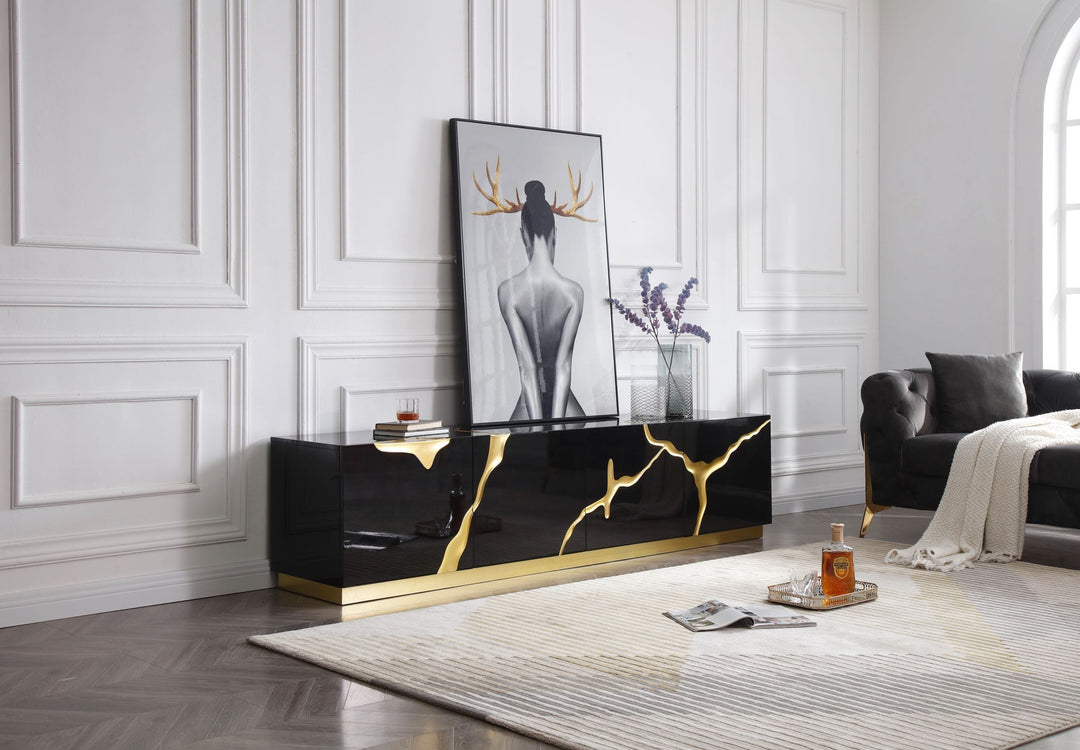 Aspen - Modern Black & Gold TV Stand