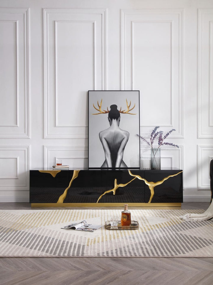 Aspen - Modern Black &amp; Gold TV Stand